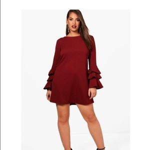 Bianca trill sleeve wine dress (Size 18)
